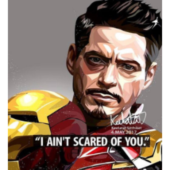 Pop Art Wall Decoration Drawing (Tony Stark - I ain't scared of you)