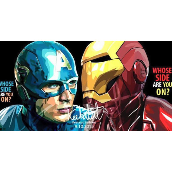 Pop Art Wall Decoration Drawing (Captain America VS Iron Man Whose Side Are You On 2pcs) 鐵甲奇俠 美國隊長 掛畫 Marvel
