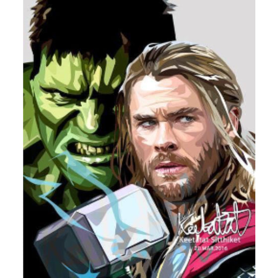 Pop Art Wall Decoration Drawing (Hulk VS Thor) 變形俠醫 雷神 掛畫 Marvel