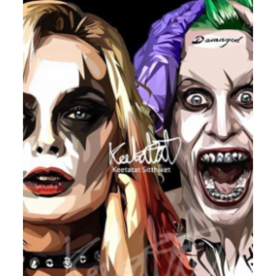Pop Art Wall Decoration Drawing (Harley Quinn VS The Joker Jared Leto) 小丑 掛畫 DC