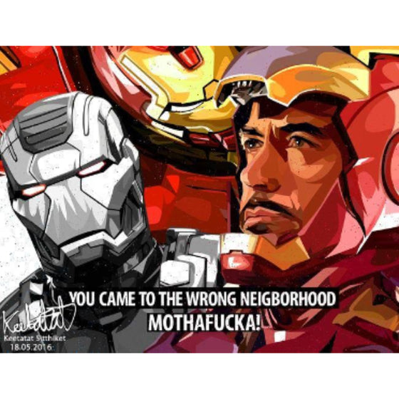 Pop Art Wall Decoration Drawing (Iron Man You Came To The Wrong Neighbourhood 2pcs) 鐵甲奇俠 掛畫 Marvel