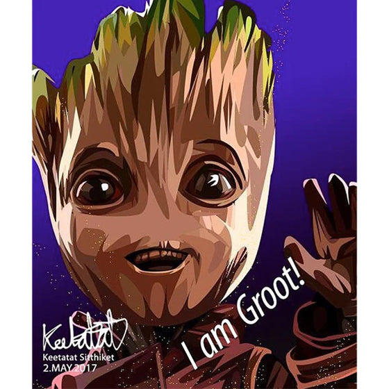 Pop Art Wall Decoration Drawing (Groot - I am Groot)