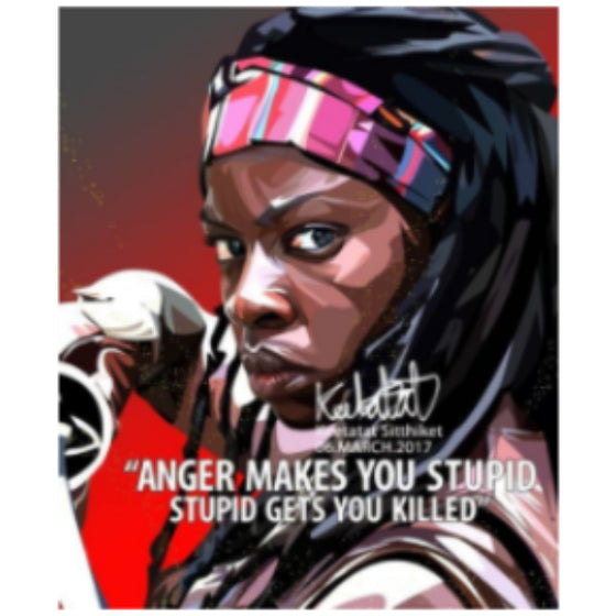 Pop Art Wall Decoration Drawing (Michonne - Anger Make You Stupid) 掛畫