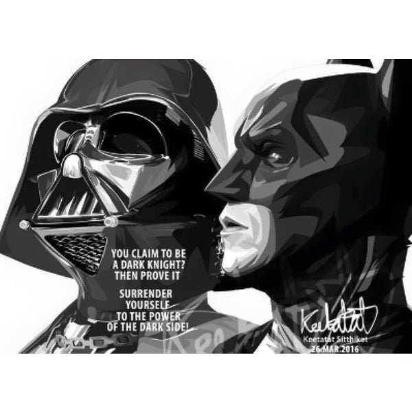 Pop Art Wall Decoration Drawing (Darth Vader VS Batman) 黑武士 蝙蝠俠 掛畫 Star Wars DC