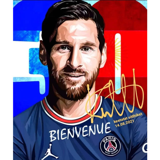 Pop Art Wall Decoration Drawing (Lionel Messi - Bienvenue welcome)