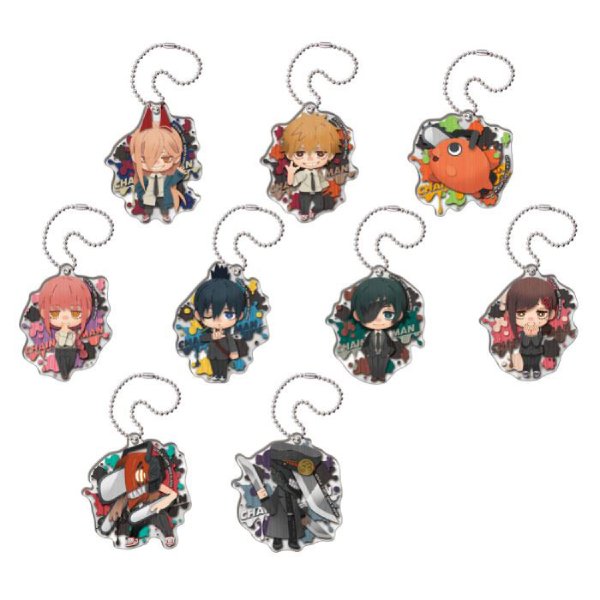 Pepakura Chainsaw Man Acrylic Keychain (set of 9) 鏈鋸人 電鋸人 淀治 電次 帕瓦 早川秋 姬野 瑪奇瑪 真紀真 小紅