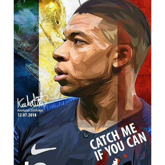 Pop Art Poster Wall Decoration Drawing Kylian Mbappe Catch Me Saint-Germain Football Club