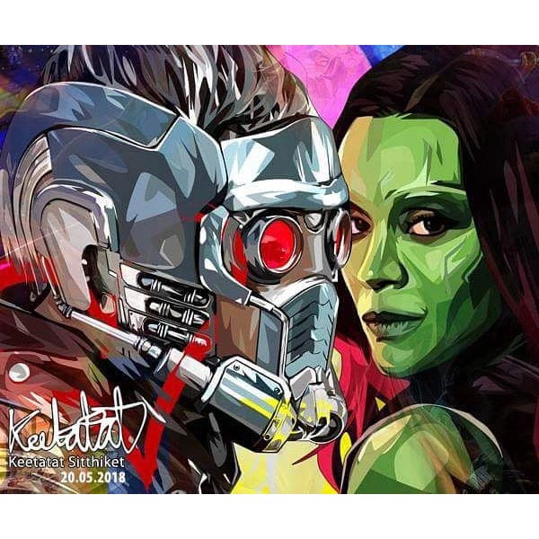Pop Art Poster Wall Decoration Drawing Marvel Avengers Star Lord & Gamora Collectibles