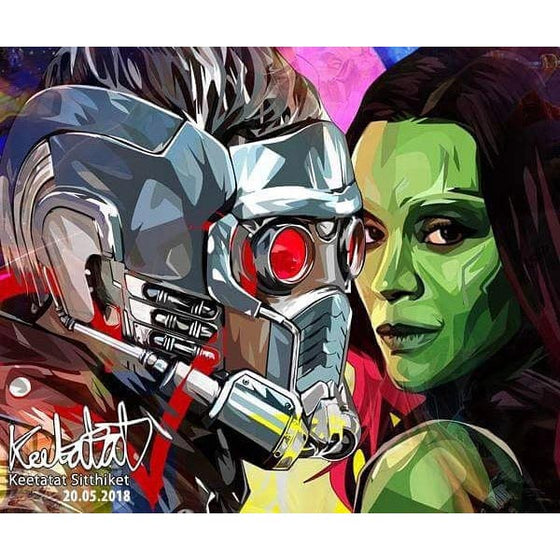 Pop Art Poster Wall Decoration Drawing Marvel Avengers Star Lord & Gamora Collectibles