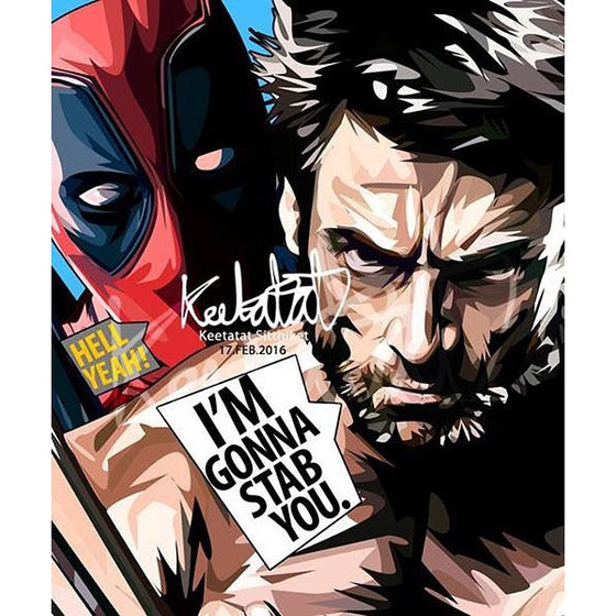 Pop Art Poster Wall Decoration Drawing Marvel DC Comics Deadpool Vs Wolverine Collectibles