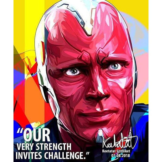 Pop Art Poster Wall Decoration Drawing Marvel Vision Red Face Strength Avengers4 End Game Collectibles