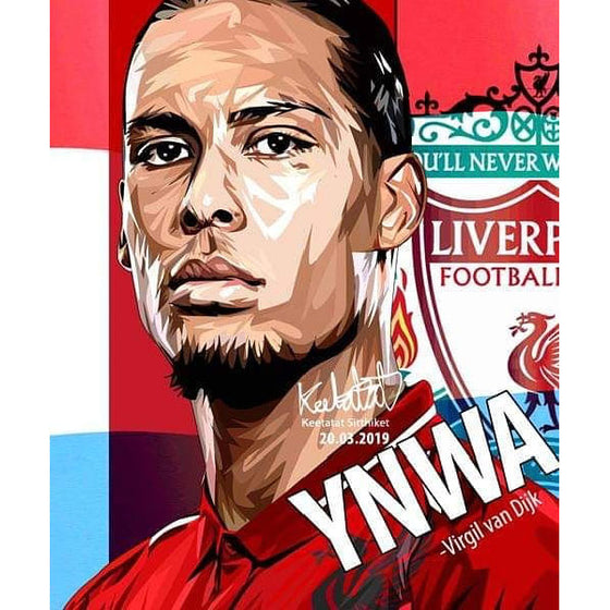 Pop Art Poster Wall Decoration Drawing Virgil Van Dijk Liverpool Football Player