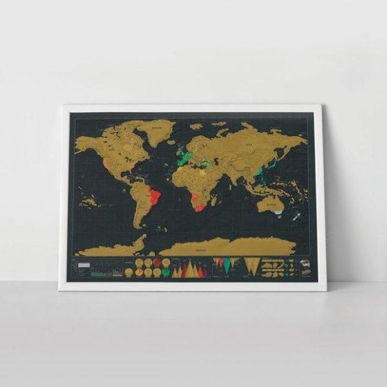 Scratch Map® Deluxe poster also features fascinating info-graphics along the bottom, revealing a wealth of facts and information about the land and oceans