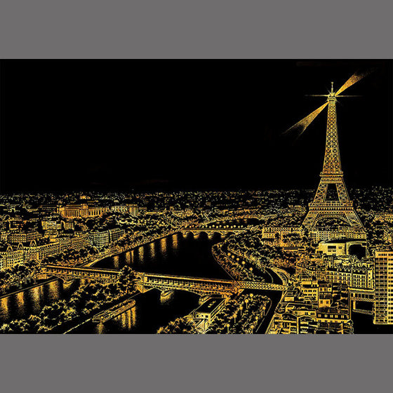 Lago Scratch Art City Night View Drawing Paris Landscape Eiffel Tower