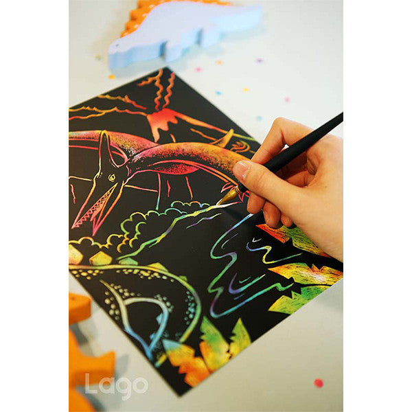 Lago Scratch Art Cartoon Coloring Book for Kids Dinosaur Drawing