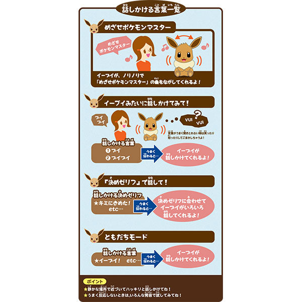 Speaking Eevee Pokemon Shirotori Series Dancing Plush Doll Instruction