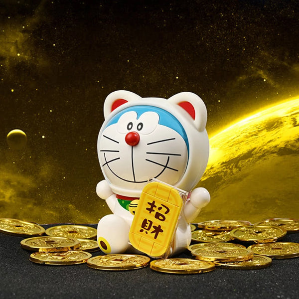 Qman - Doraemon-Lucky 多啦A夢 叮噹 招財貓 圓頭 積木